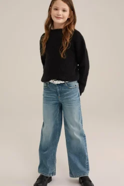 Meisjes wide leg jeans met stretch