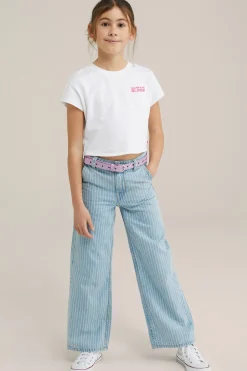 Meisjes wide leg jeans met streepdessin