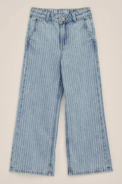 Meisjes wide leg jeans met streepdessin
