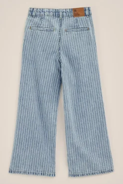 Meisjes wide leg jeans met streepdessin