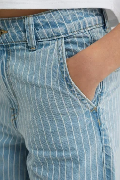 Meisjes wide leg jeans met streepdessin