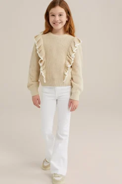 Meisjes wide leg jeans met stretch