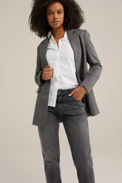 mid rise straight fit jeans met stretch