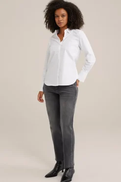 mid rise straight fit jeans met stretch