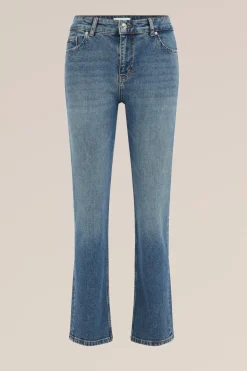 mid rise straight fit jeans met stretch