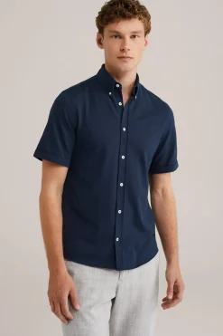 overhemd van piqu&eacute;jersey met stretch