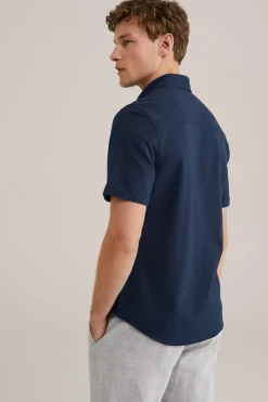 overhemd van piqu&eacute;jersey met stretch
