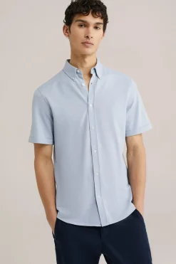 overhemd van piqu&eacute;jersey met stretch