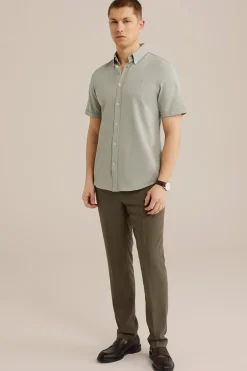 overhemd van piqu&eacute;jersey met stretch