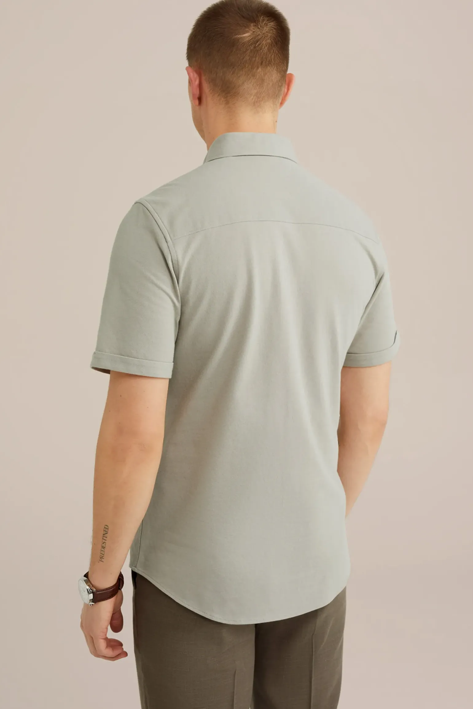 overhemd van piquéjersey met stretch