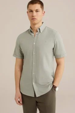 overhemd van piquéjersey met stretch
