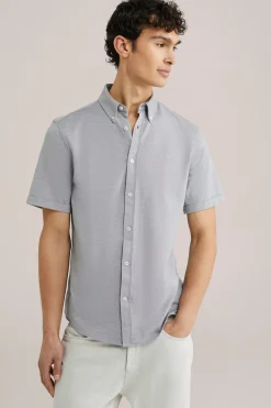 overhemd van piqu&eacute;jersey met stretch