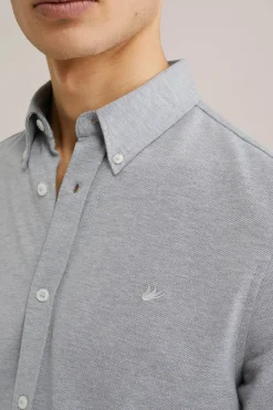 overhemd van piqu&eacute;jersey met stretch