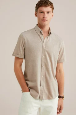 overhemd van piqu&eacute;jersey met stretch
