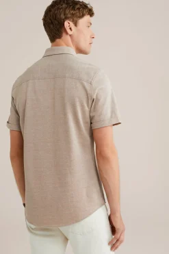 overhemd van piqu&eacute;jersey met stretch
