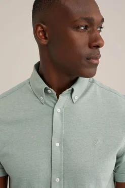 overhemd van piqu&eacute;jersey met stretch