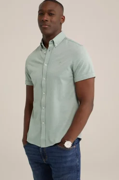 overhemd van piqu&eacute;jersey met stretch