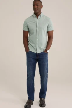 overhemd van piqu&eacute;jersey met stretch