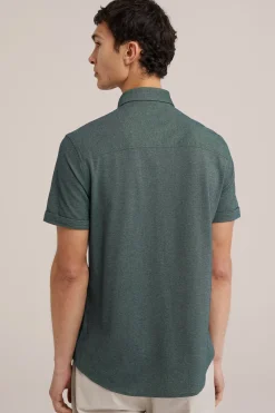 overhemd van piqu&eacute;jersey met stretch