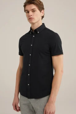overhemd van piquéjersey met stretch