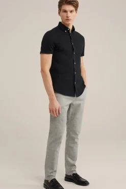 overhemd van piqu&eacute;jersey met stretch