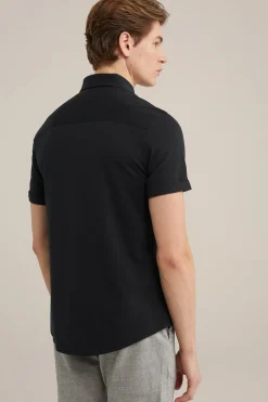 overhemd van piqu&eacute;jersey met stretch