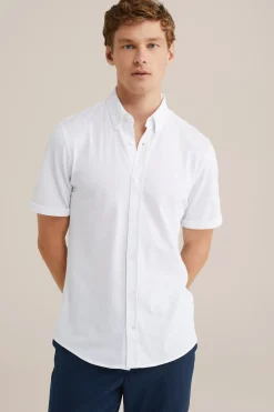 overhemd van piquéjersey met stretch