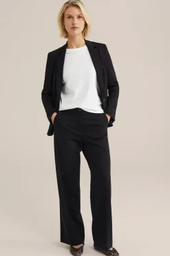 petite wide leg pantalon met stretch