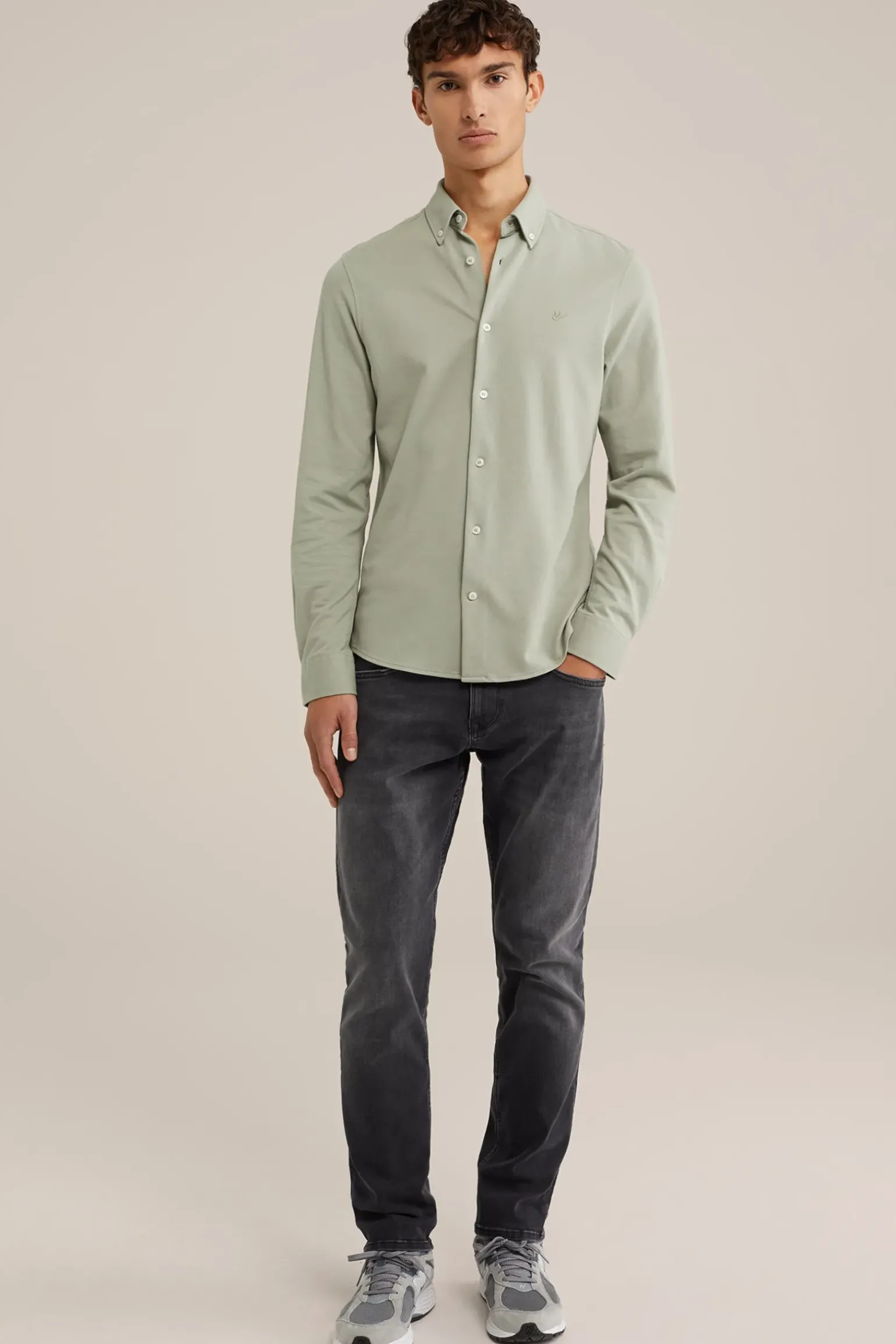 piquéjersey overhemd met stretch