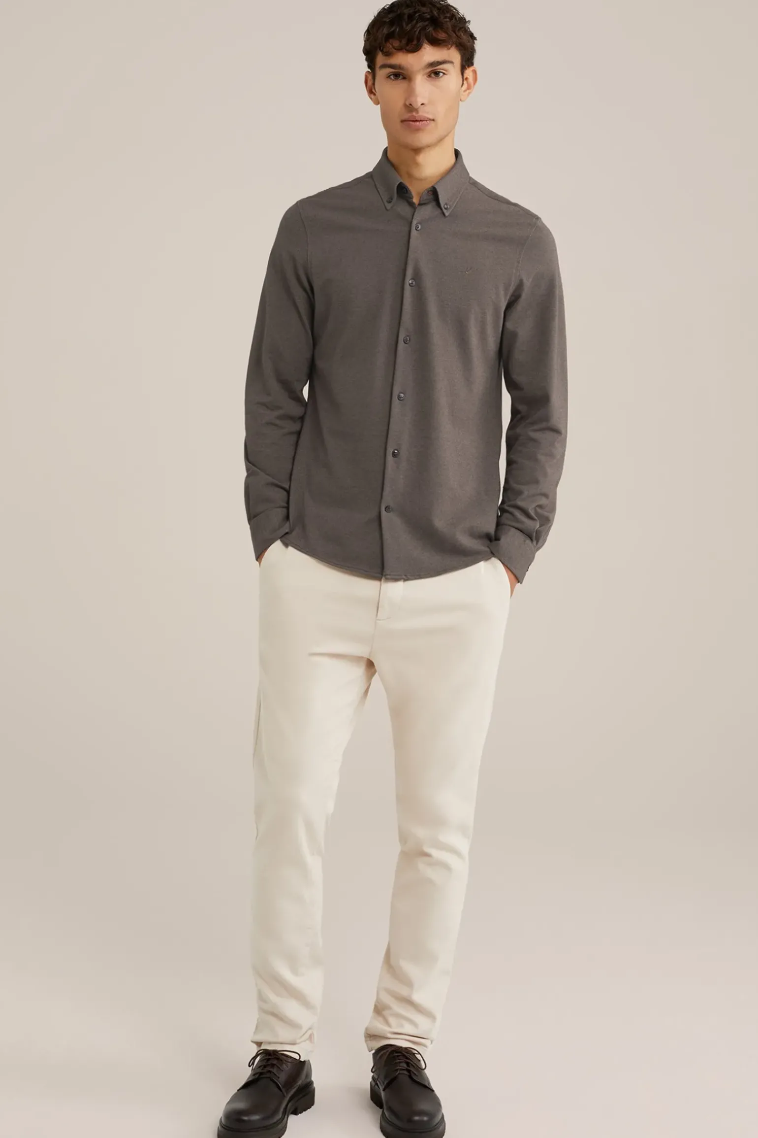 piquéjersey overhemd met stretch