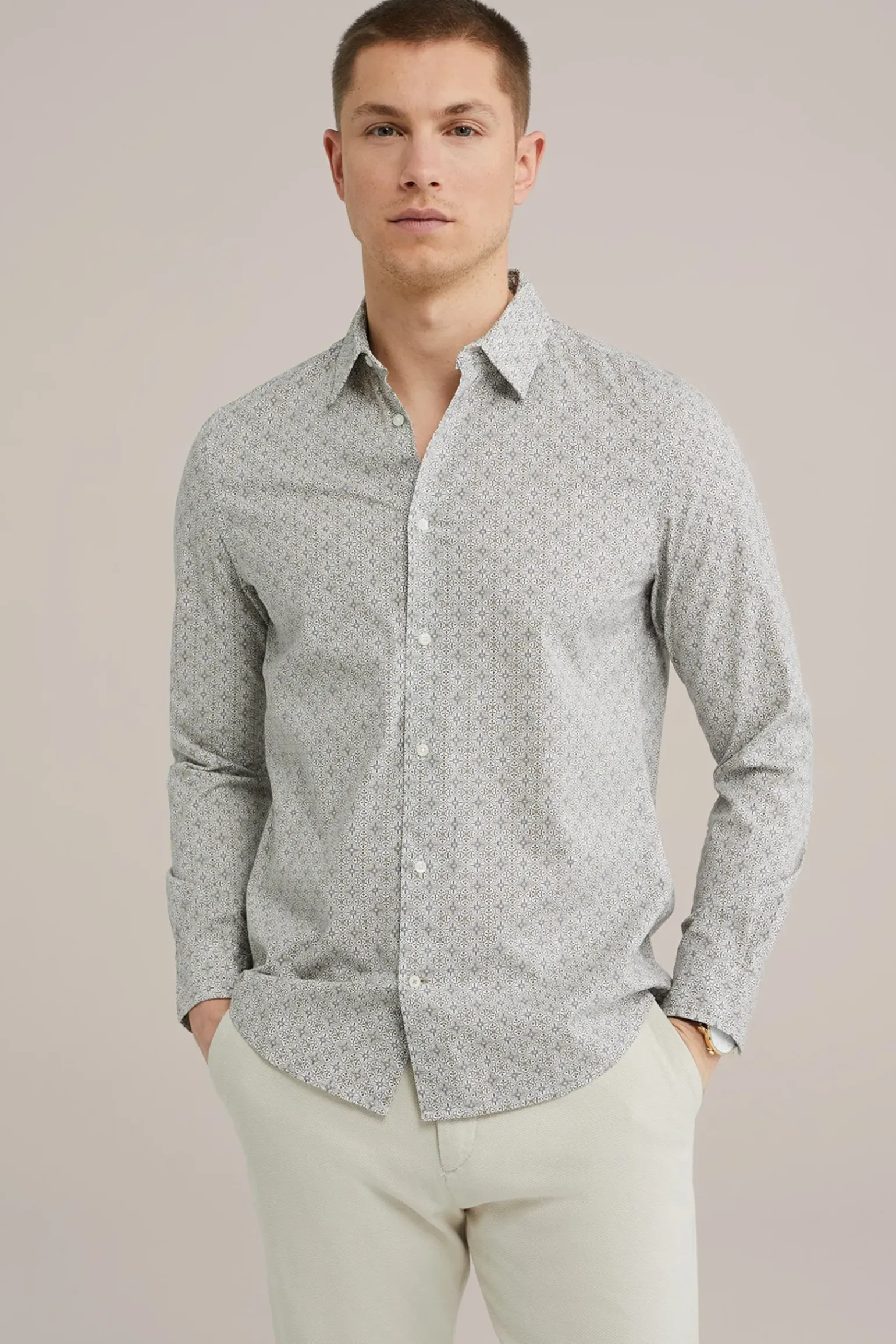 Poplin overhemd met dessin