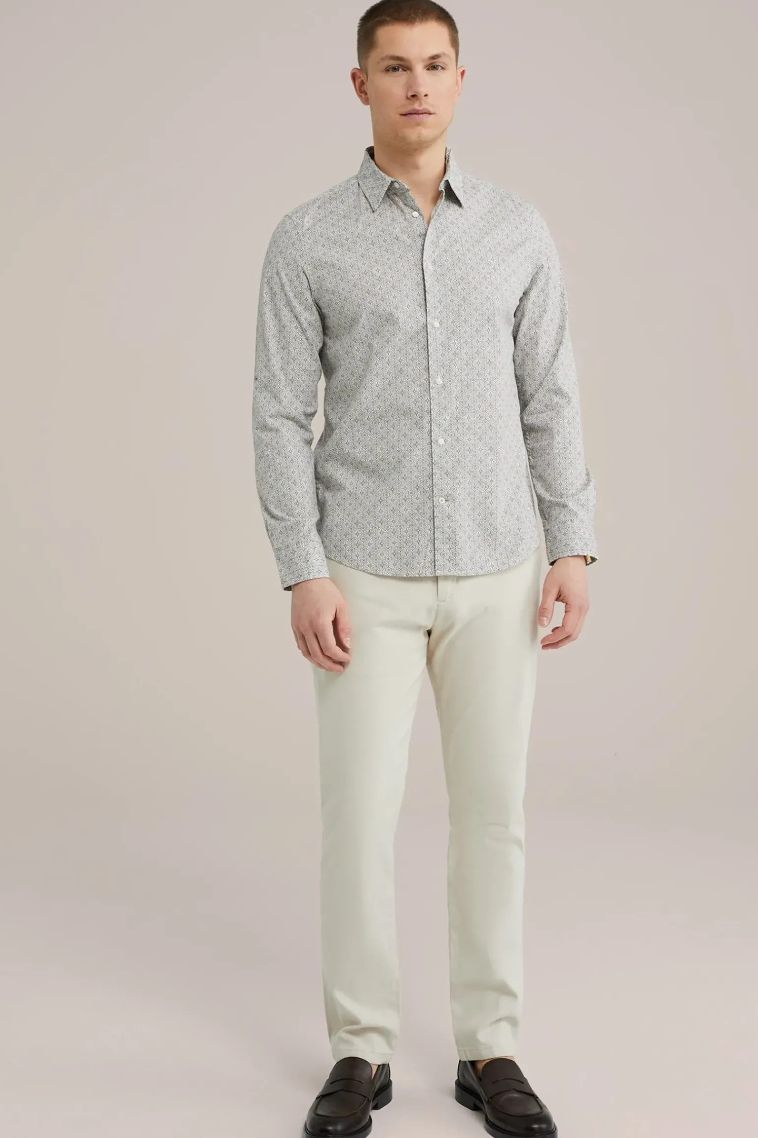 Poplin overhemd met dessin