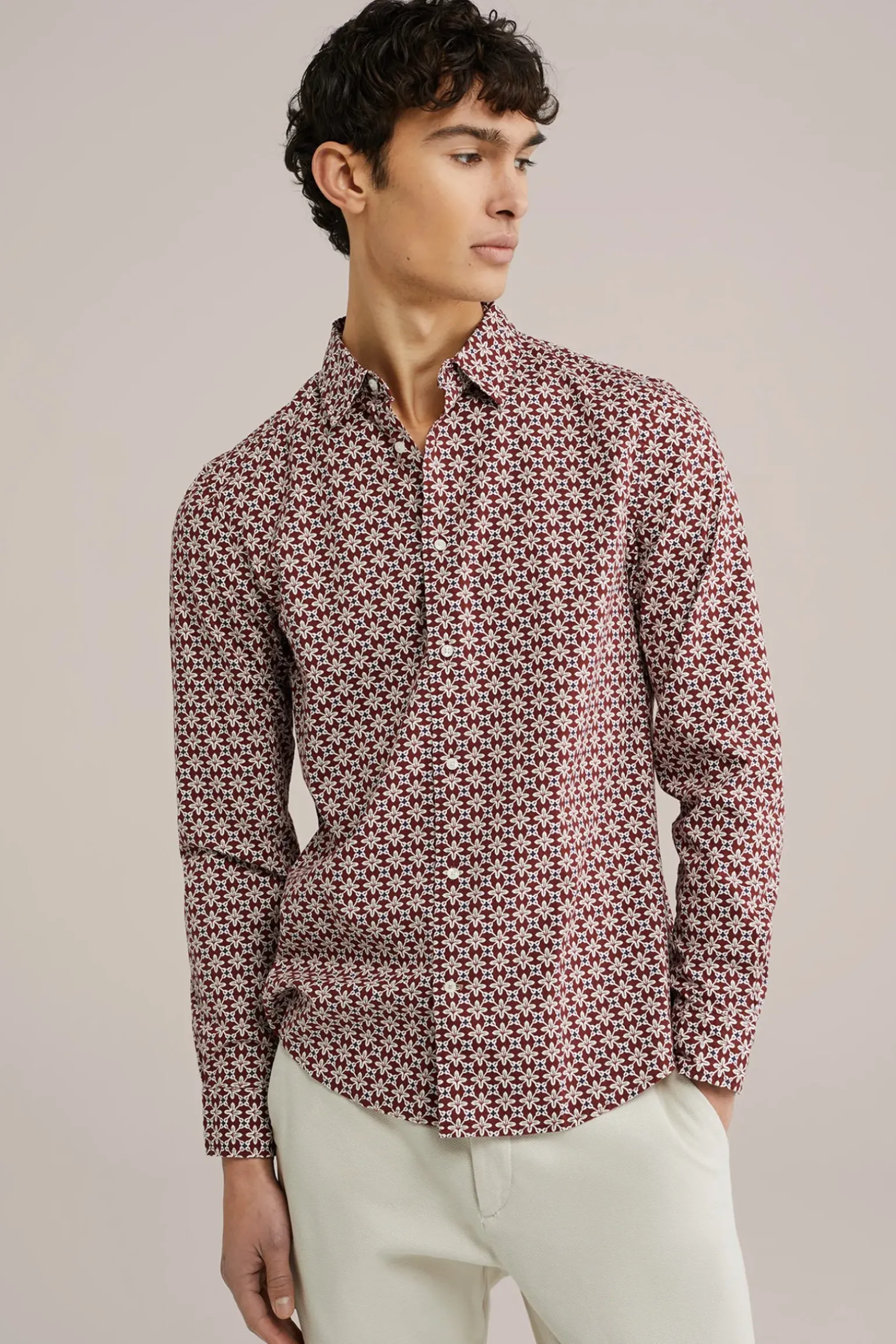 Poplin overhemd met dessin