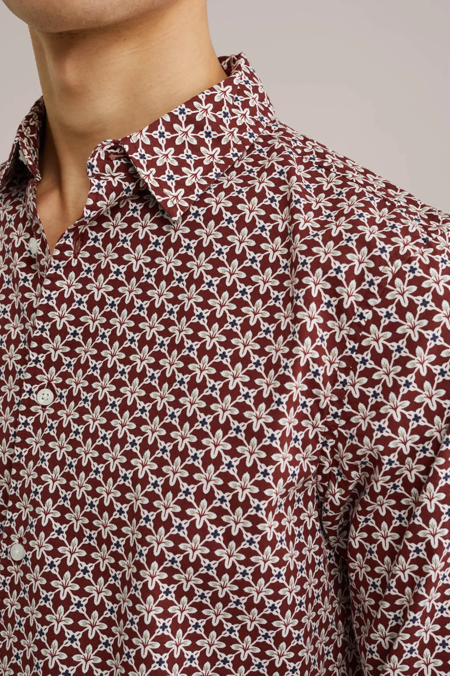 Poplin overhemd met dessin