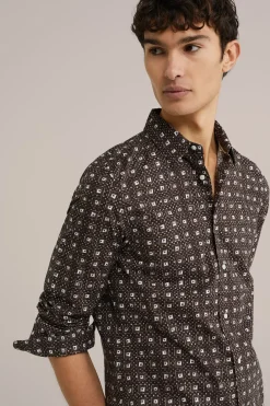 Poplin overhemd met dessin
