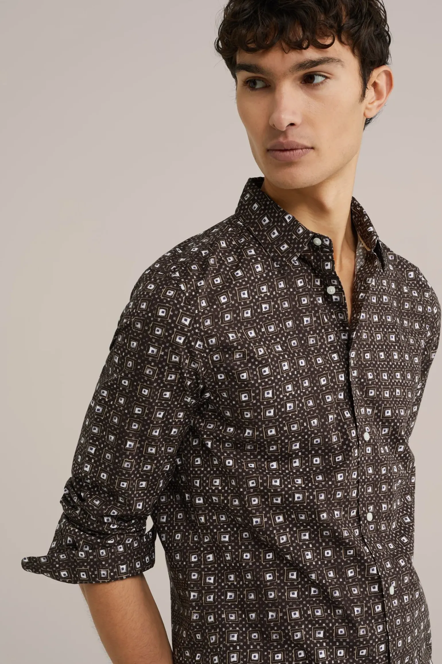 Poplin overhemd met dessin