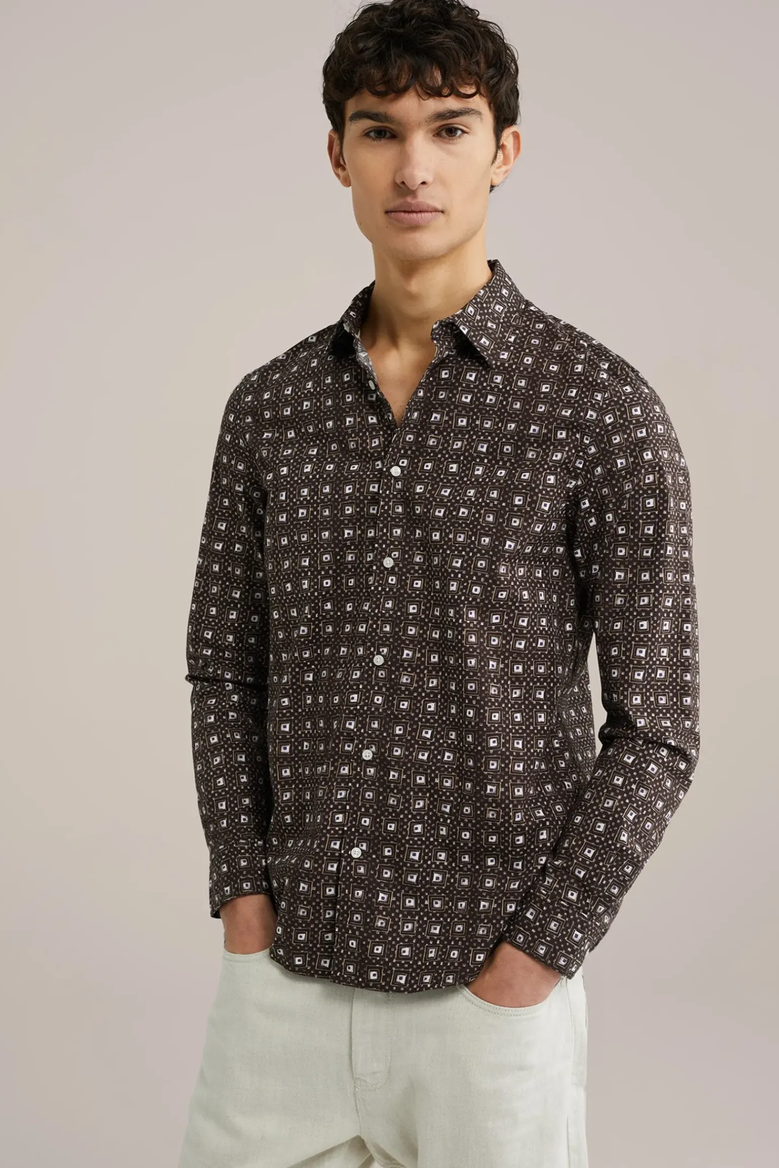 Poplin overhemd met dessin