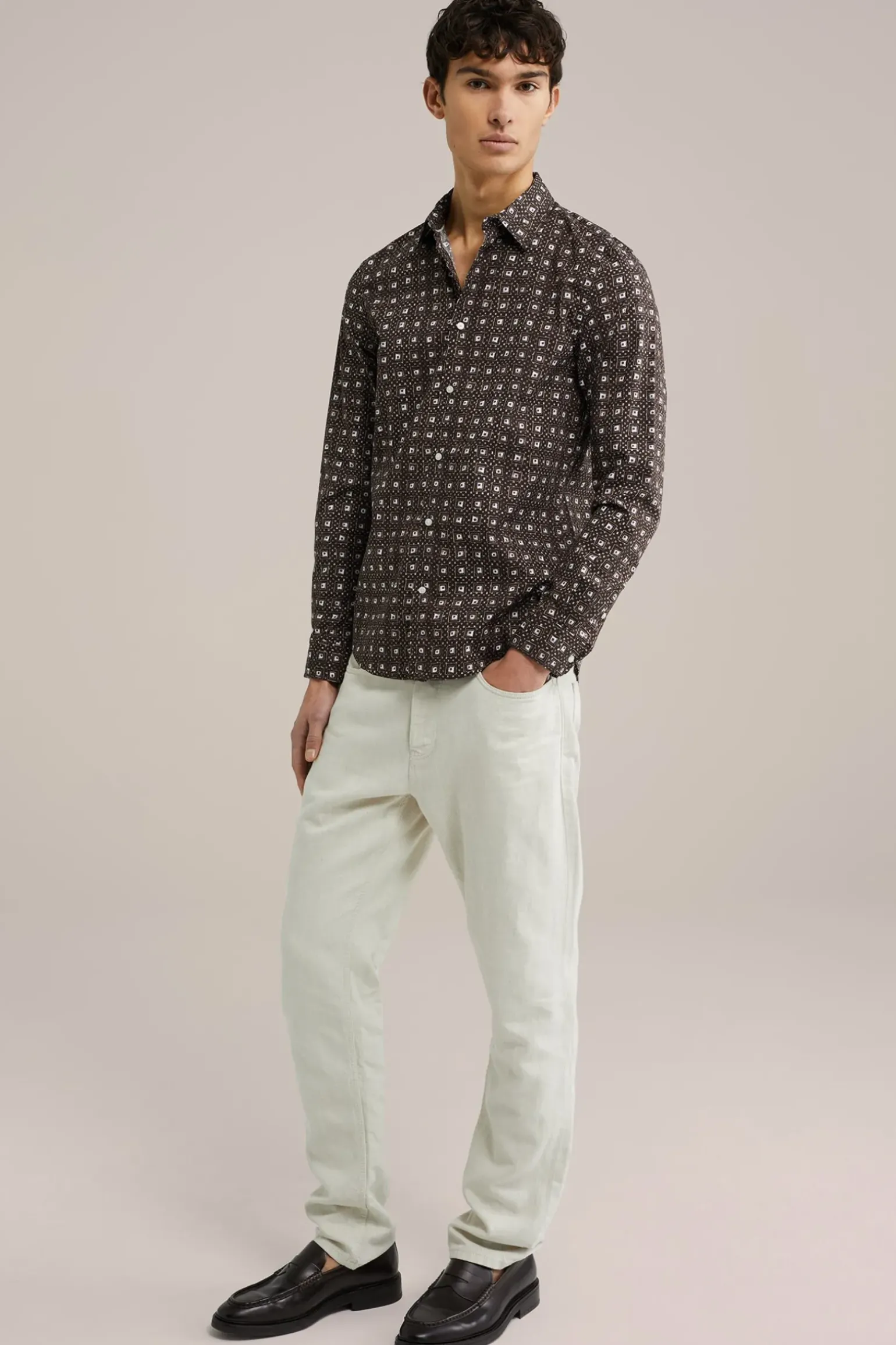 Poplin overhemd met dessin