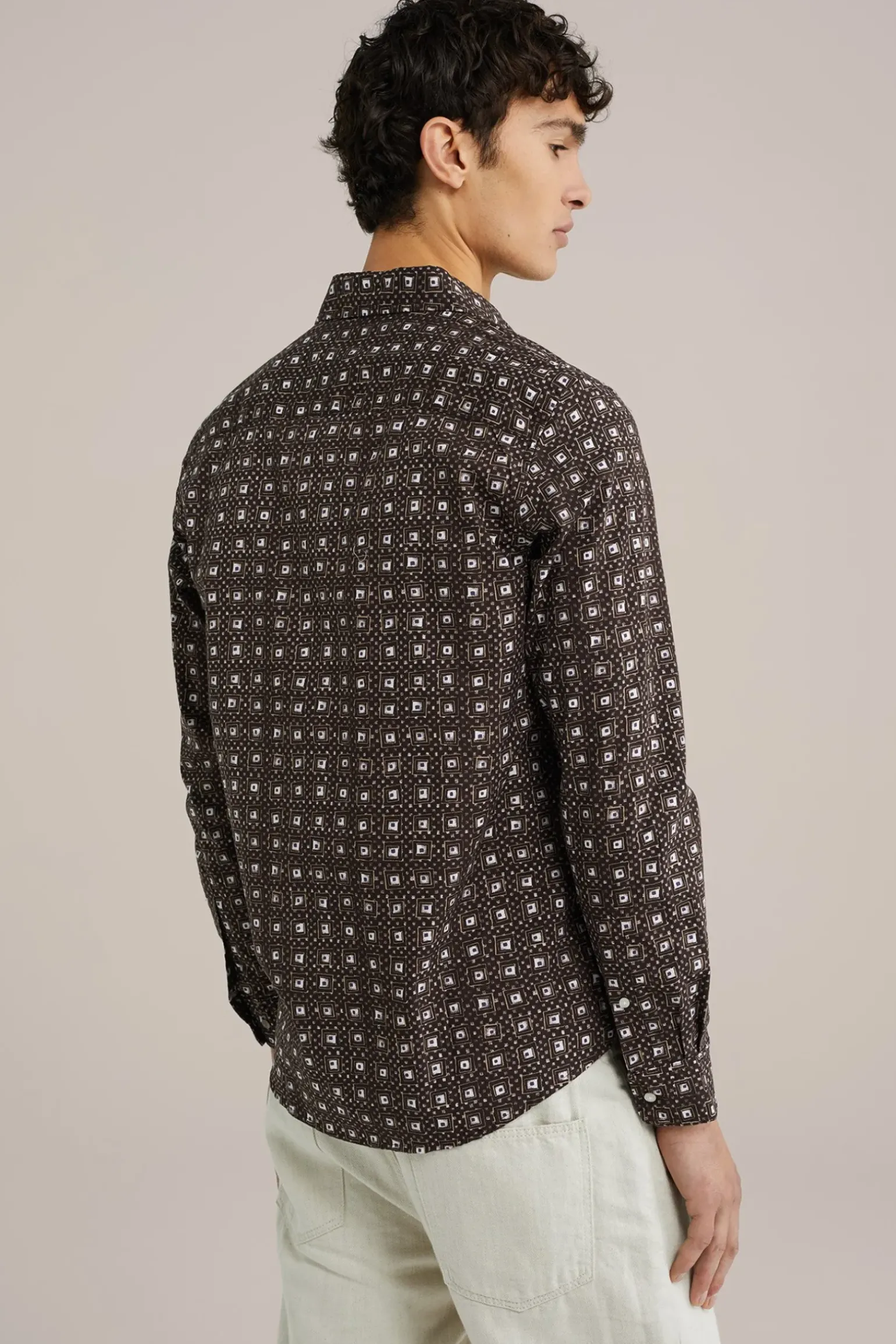 Poplin overhemd met dessin