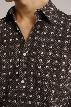 Poplin overhemd met dessin