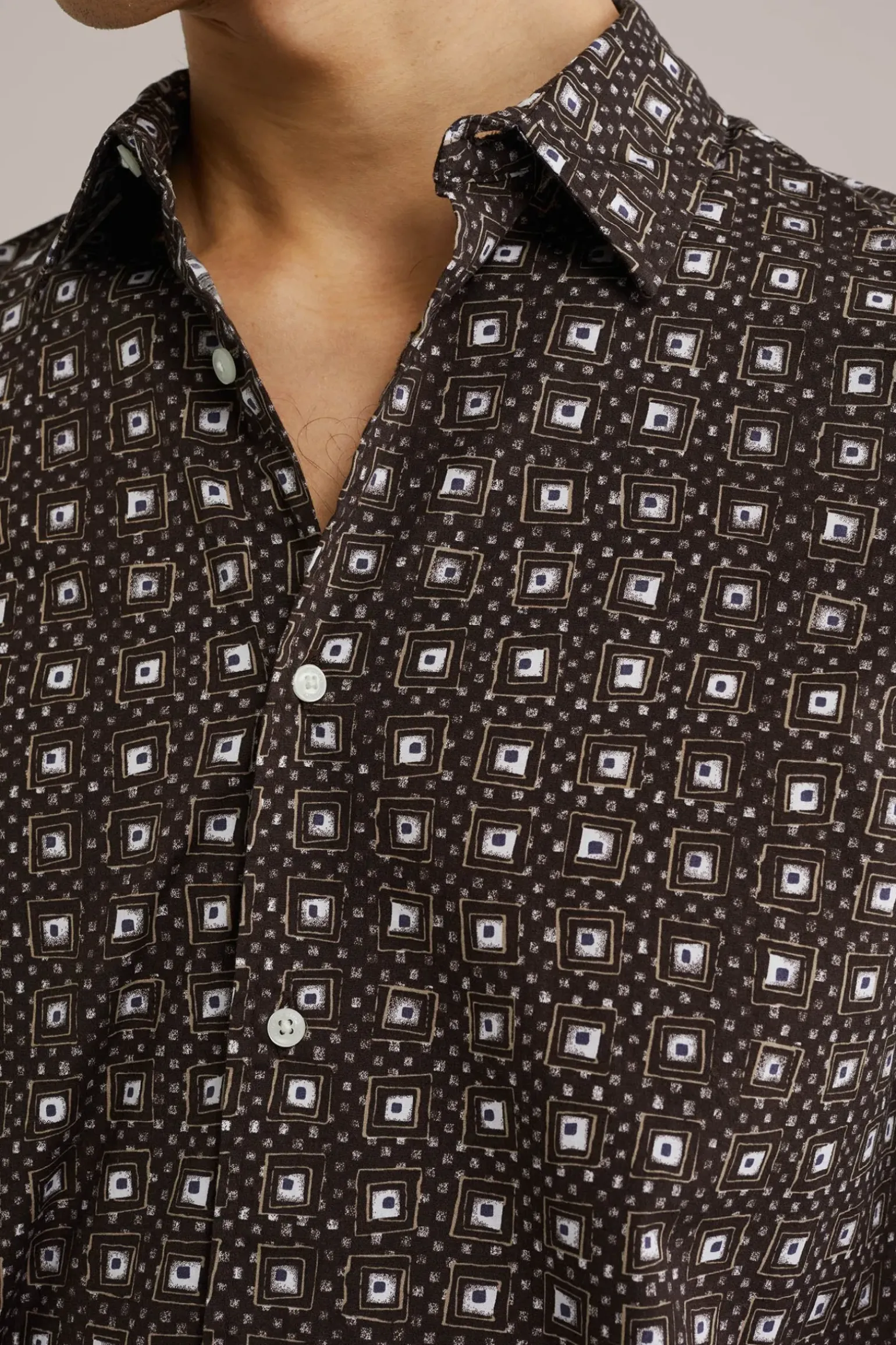 Poplin overhemd met dessin