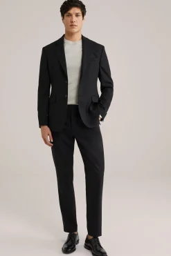 Premium slim fit pantalon van wolmix met structuur