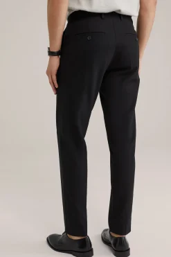 Premium slim fit pantalon van wolmix met structuur