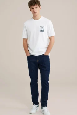 Rain ready slim fit jeans met medium stretch