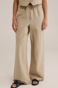 Regular fit broek van linnenmix