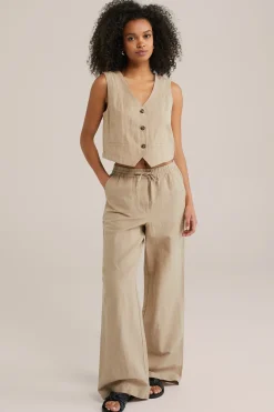 Regular fit broek van linnenmix