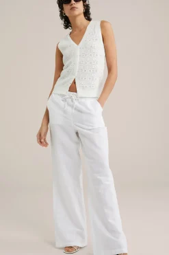 Regular fit broek van linnenmix