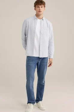 regular fit jeans van linnenmix
