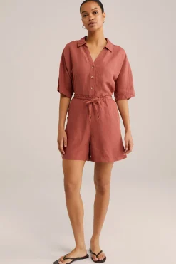 Relaxed fit short van linnenmix