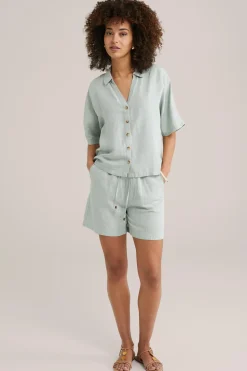 Relaxed fit short van linnenmix